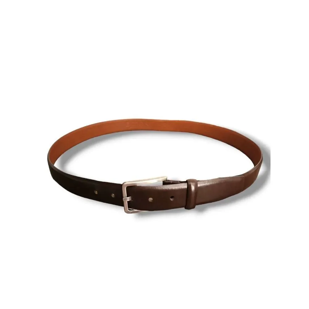 Boconi 100% Leather Mens Brown Silver Buckle Adjustable Belt 46” Career Occasion